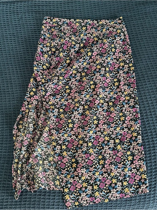 SHEIN Dresses & Skirts - SHEIN Black Midi Skirt with Pink, Yellow & Blue Floral Print
